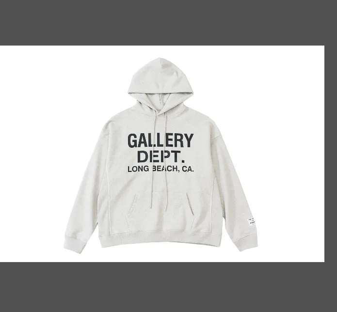 Gallery Dept. LOGO letter fleece hooded sweatshirt gray S-XL