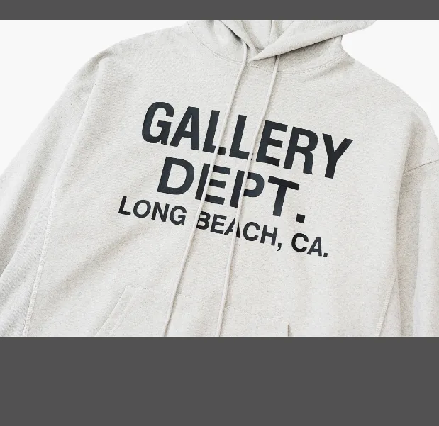 Gallery Dept. LOGO letter fleece hooded sweatshirt gray S-XL