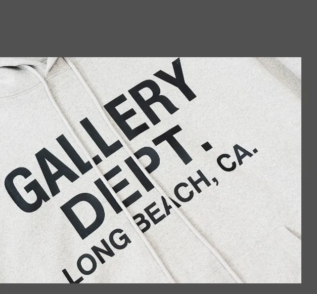 Gallery Dept. LOGO letter fleece hooded sweatshirt gray S-XL