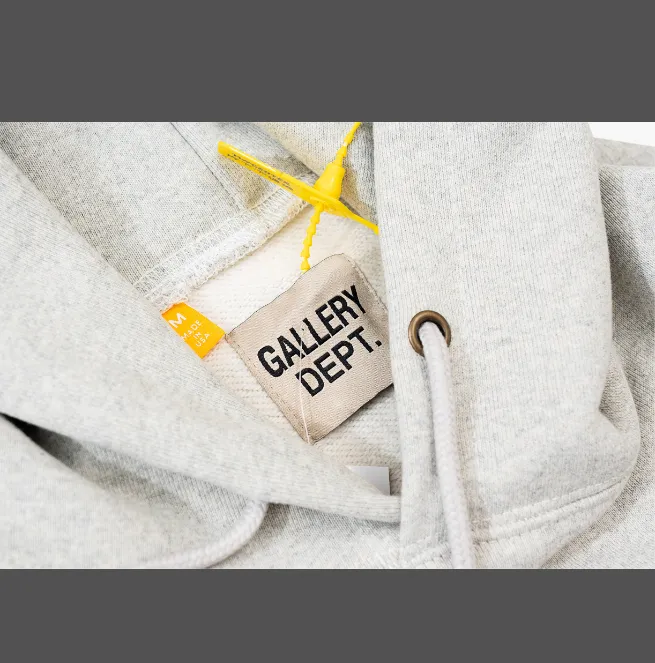 Gallery Dept. LOGO letter fleece hooded sweatshirt gray S-XL