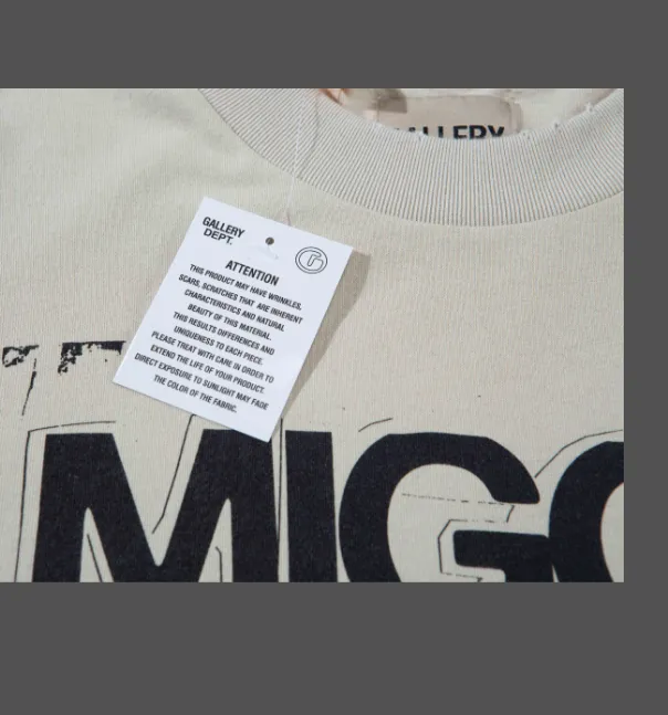 GALLERY DEPT MIGOS limited edition vintage tee, vintage hot stamping, distressed washing, short sleeved t-shirt, washed black, vintage white, S M L XL