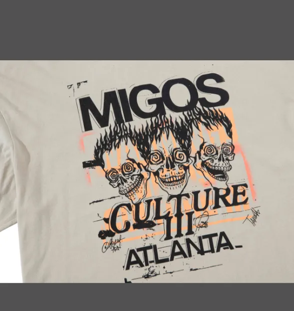 GALLERY DEPT MIGOS limited edition vintage tee, vintage hot stamping, distressed washing, short sleeved t-shirt, washed black, vintage white, S M L XL