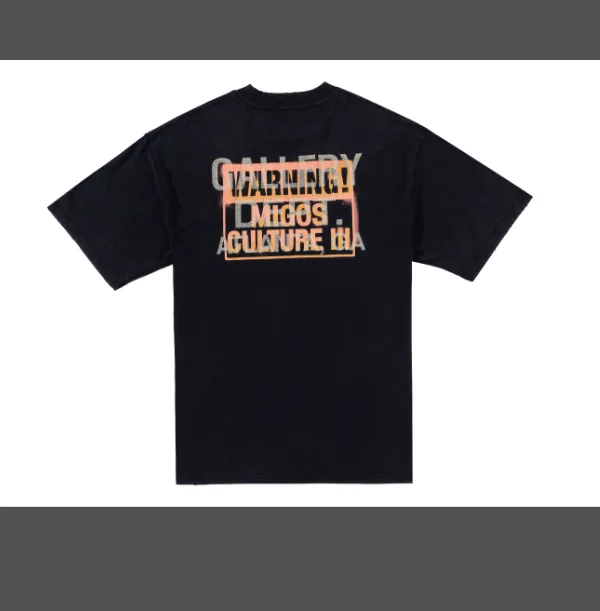 GALLERY DEPT MIGOS limited edition vintage tee, vintage hot stamping, distressed washing, short sleeved t-shirt, washed black, vintage white, S M L XL