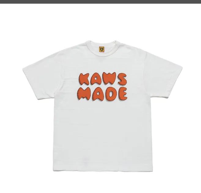 HUMAN MADE x KAWS limited edition chest letter logo print heart round neck bamboo cotton cylindrical version short sleeved t-shirt black white S M L XL