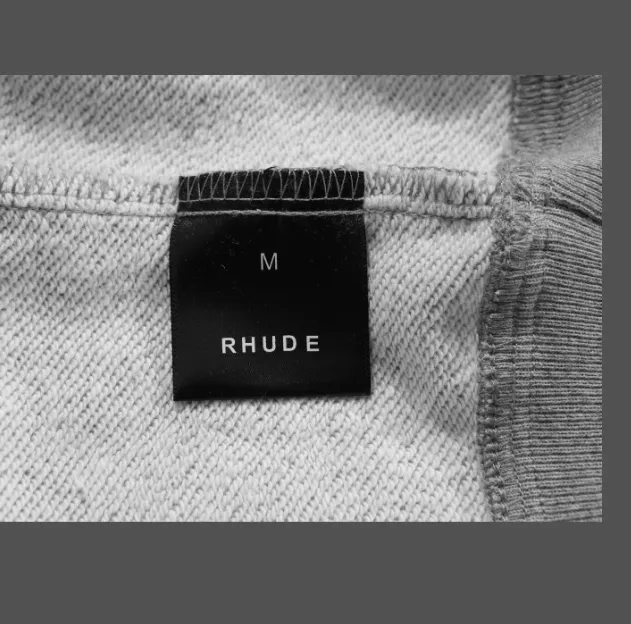 RHUDE Autumn Winter Retro Stand up Collar Half Zipper Logo Embroidered Splicing Hoodie Light Blue Washed Black Apricot Flower Grey SMLXL