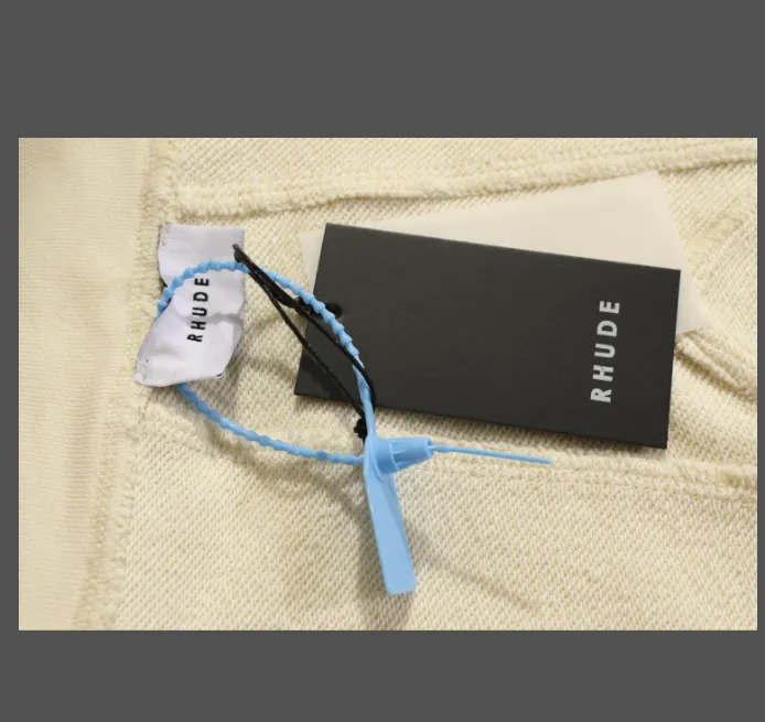 RHUDE Autumn Winter Retro Stand up Collar Half Zipper Logo Embroidered Splicing Hoodie Light Blue Washed Black Apricot Flower Grey SMLXL