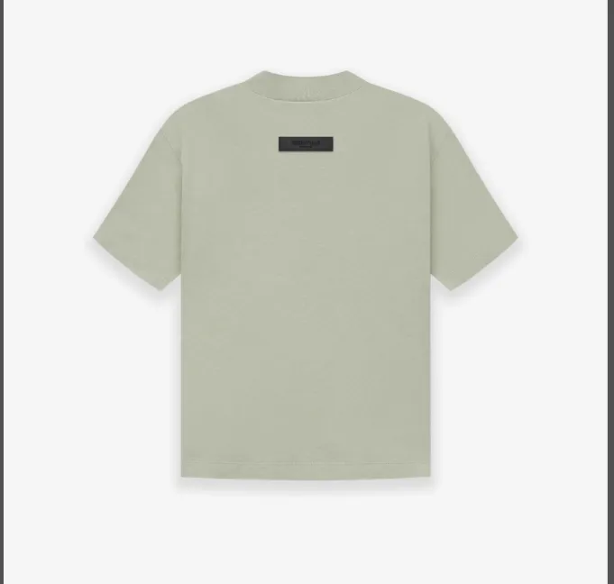 FEAR OF GOD ESSENTIALS BIG E Large E 3D Velvet Printed Short sleeved T-shirt with Green Carbon Gray S-XL