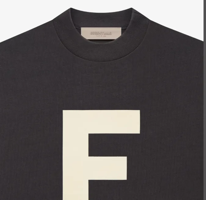 FEAR OF GOD ESSENTIALS BIG E Large E 3D Velvet Printed Short sleeved T-shirt with Green Carbon Gray S-XL