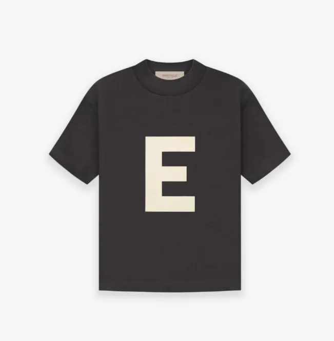 FEAR OF GOD ESSENTIALS BIG E Large E 3D Velvet Printed Short sleeved T-shirt with Green Carbon Gray S-XL