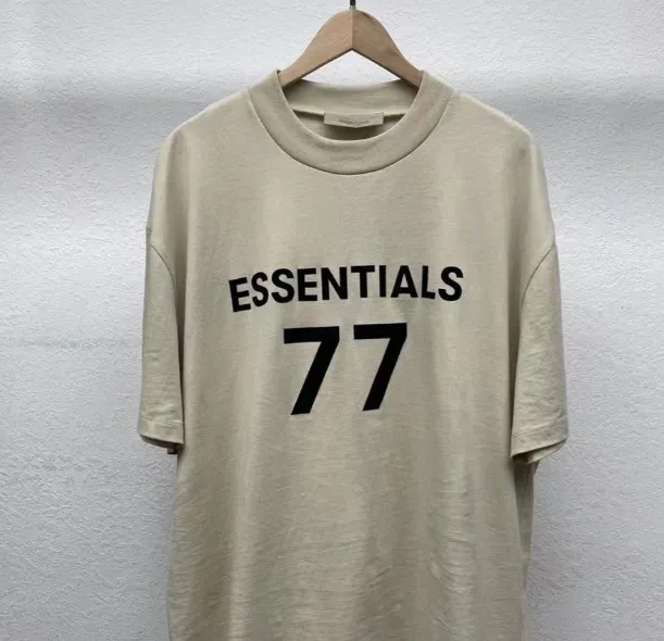 FEAR OF GOD ESSENTIALS Digital 3D Velvet Printed Short Sleeve T-shirt Made of White Carbon Grey S-XL