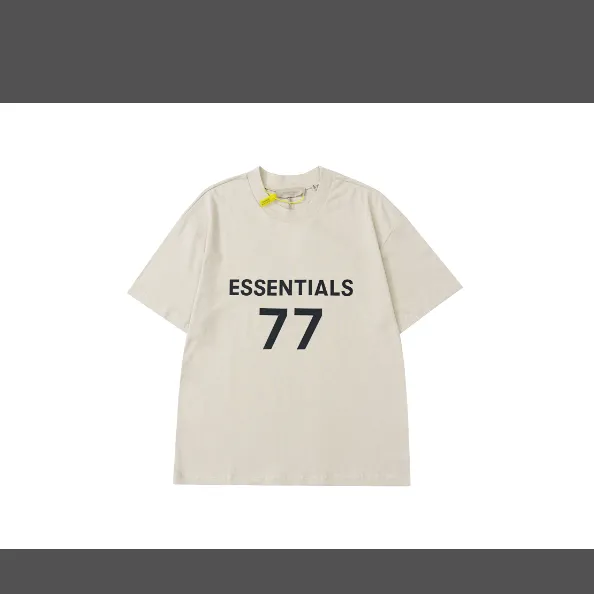 FEAR OF GOD ESSENTIALS Digital 3D Velvet Printed Short Sleeve T-shirt Made of White Carbon Grey S-XL