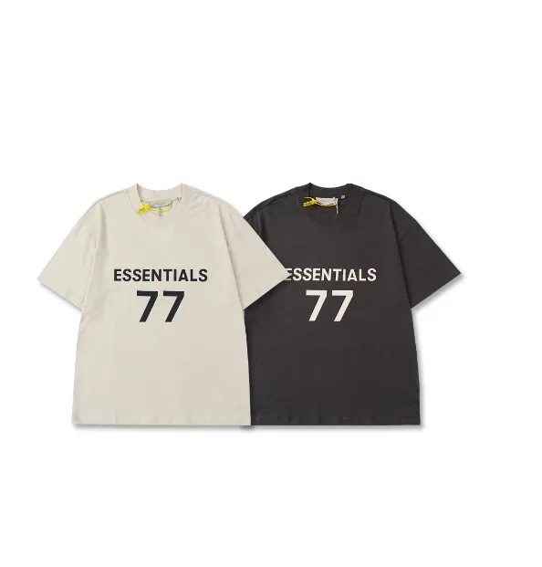 FEAR OF GOD ESSENTIALS Digital 3D Velvet Printed Short Sleeve T-shirt Made of White Carbon Grey S-XL