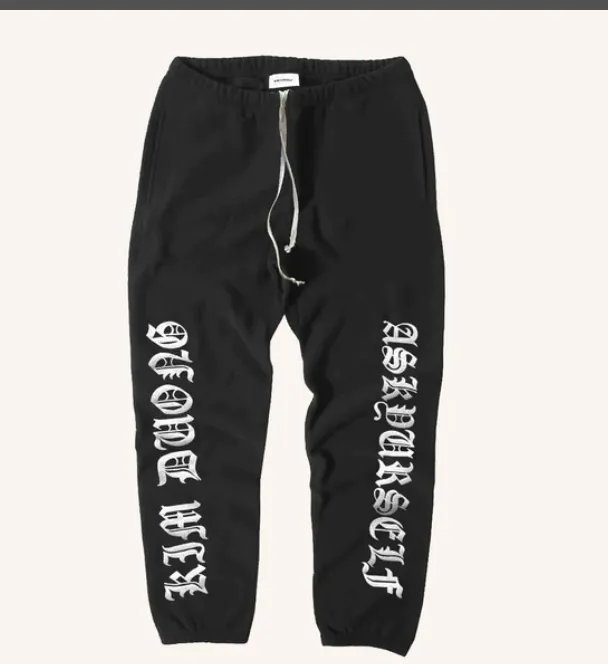 ASK ASKYURSELF KIM DUONG letter logo printed fleece sweatpants black S-XL