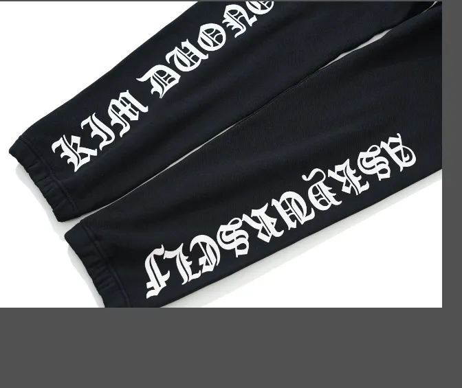 ASK ASKYURSELF KIM DUONG letter logo printed fleece sweatpants black S-XL