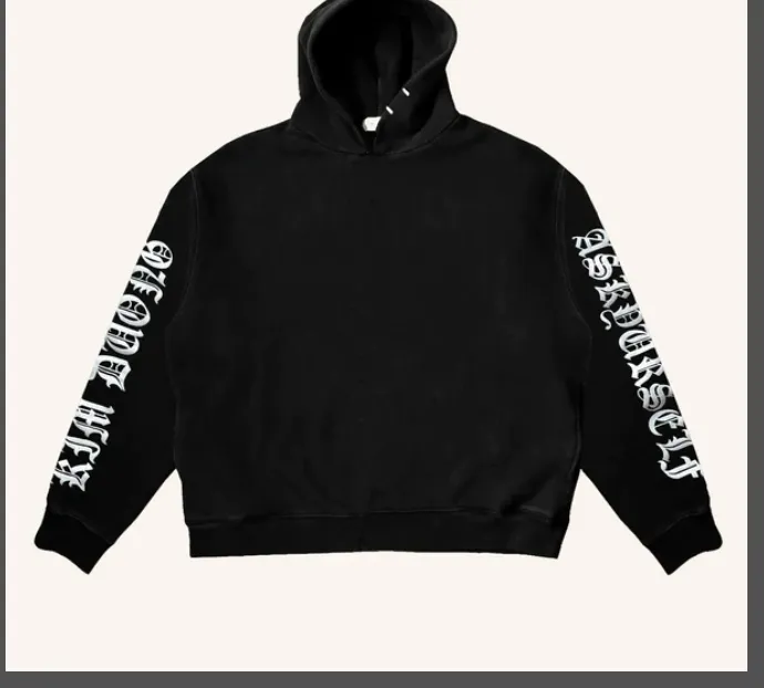 ASK ASKYURSELF KIM DUONG lettered logo printed hooded fleece sweatshirt black S-XL