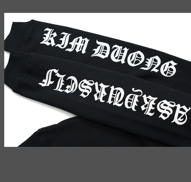 ASK ASKYURSELF KIM DUONG lettered logo printed hooded fleece sweatshirt black S-XL