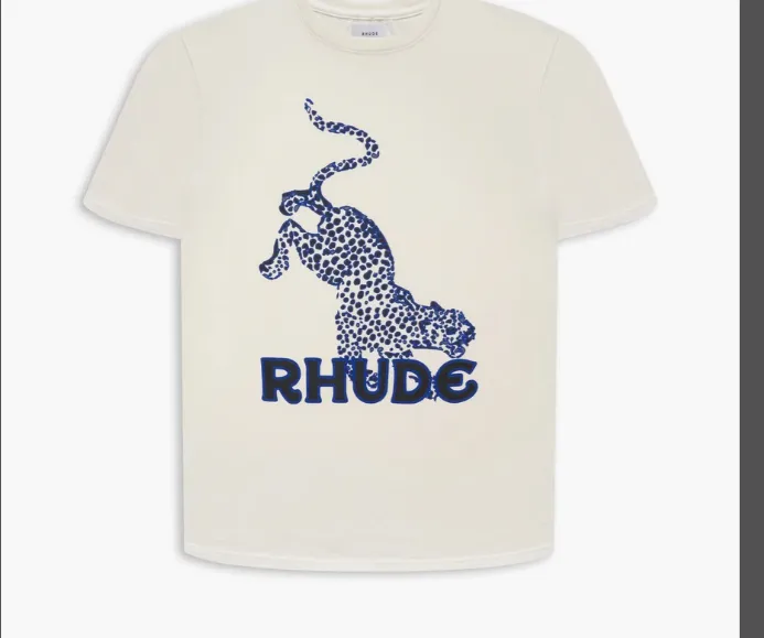 RHUDE SS22 LEOPARD TEE Panther, Panther, Panther Print, Trendy Short sleeved T-shirt, Apricot S M L XL