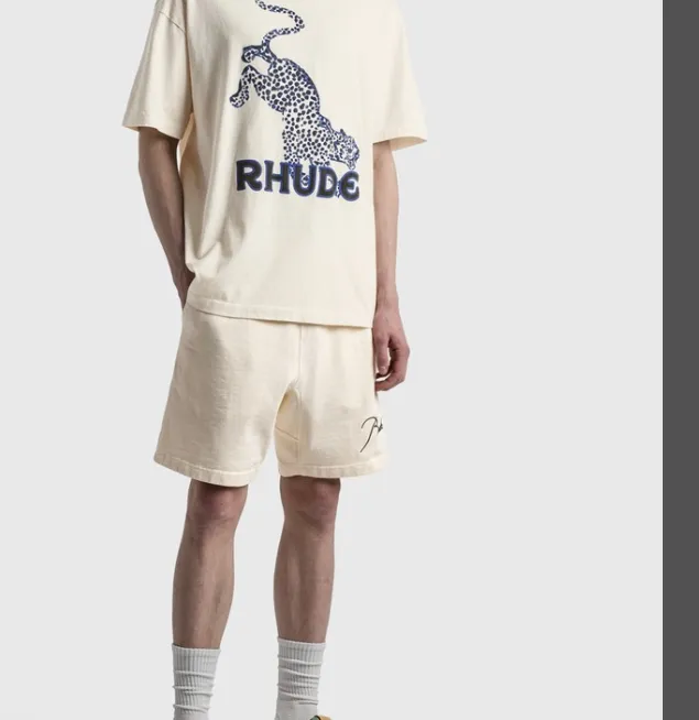 RHUDE SS22 LEOPARD TEE Panther, Panther, Panther Print, Trendy Short sleeved T-shirt, Apricot S M L XL