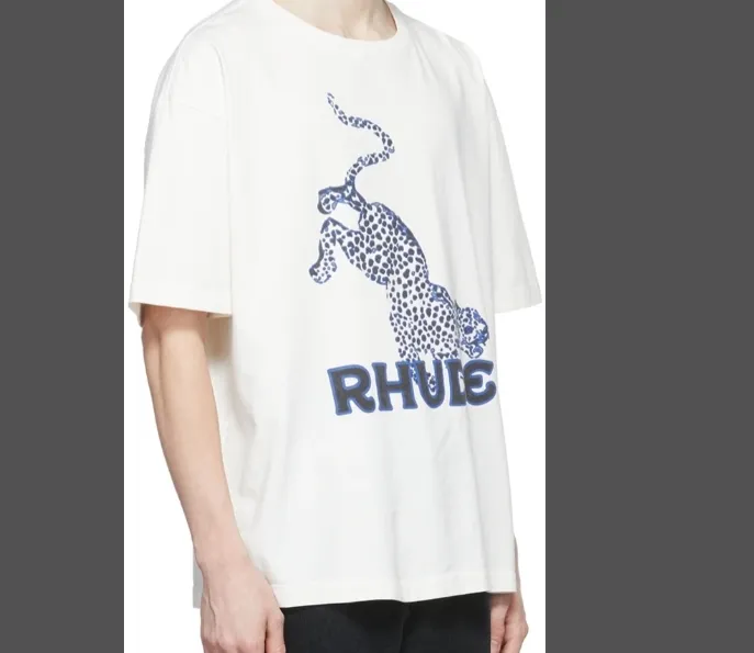 RHUDE SS22 LEOPARD TEE Panther, Panther, Panther Print, Trendy Short sleeved T-shirt, Apricot S M L XL