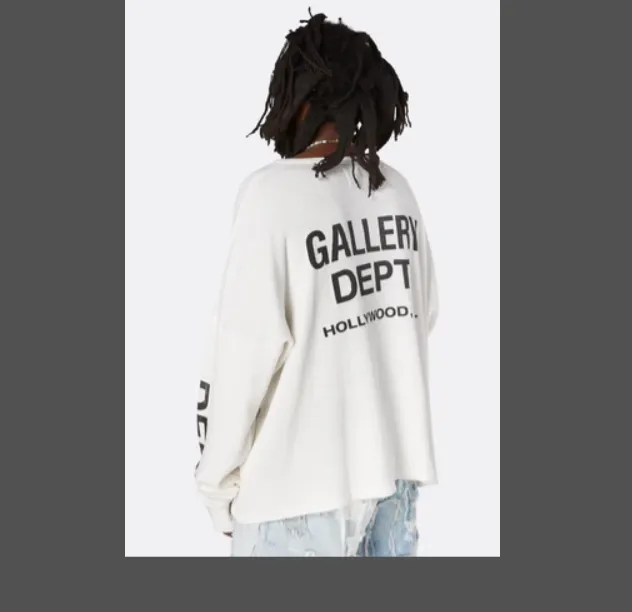 Gallery Department Thermal Waffle Letter Printed Long Sleeve T-shirt in Apricot Black S-XL