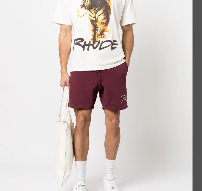 RHUDE 22SS TIGER TEE Retro High Street Style Tiger Printed Short Sleeve T-shirt in Rice White S M L XL