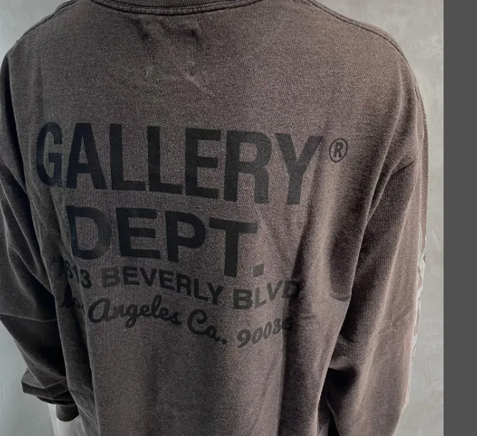 Gallery Depot. Flames Long Sleeve T-shirt Vintage distressed washed black Logo flame printed long sleeved t-shirt washed black S M L XL