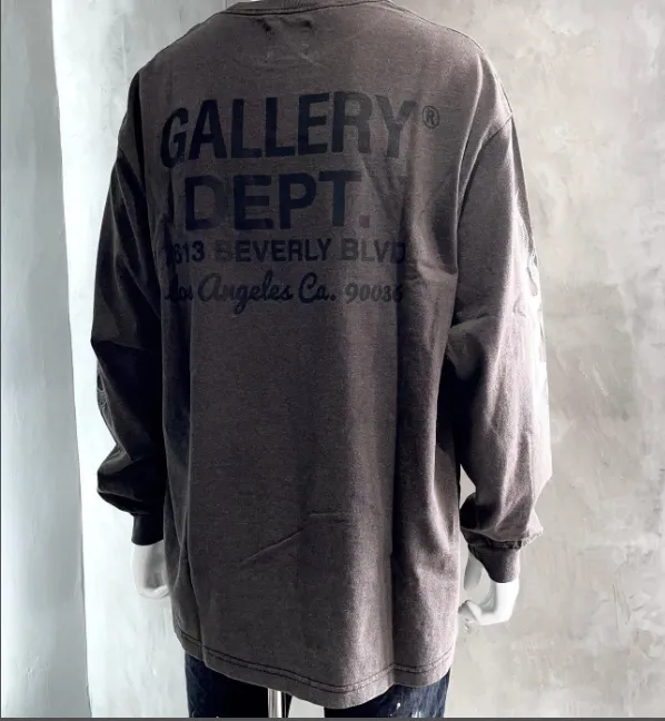 Gallery Depot. Flames Long Sleeve T-shirt Vintage distressed washed black Logo flame printed long sleeved t-shirt washed black S M L XL