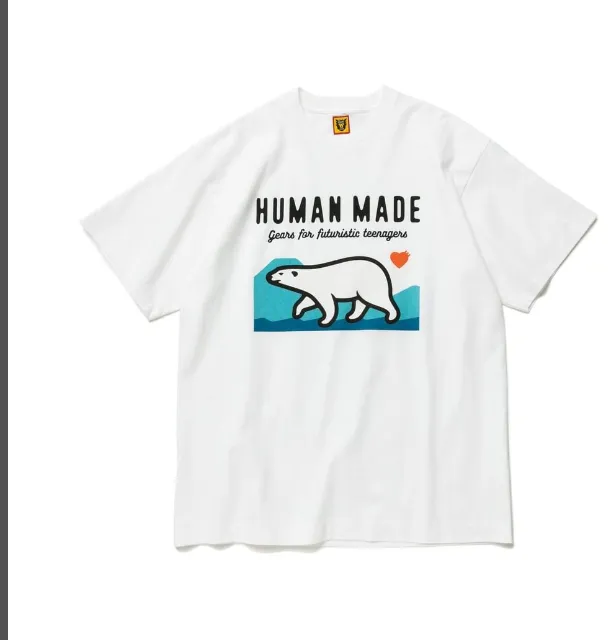 HUMAN MADE SS22 Polar Bear Letter Love Printed Cylinder Bamboo Cotton Short Sleeve T-shirt Black White S M L XL