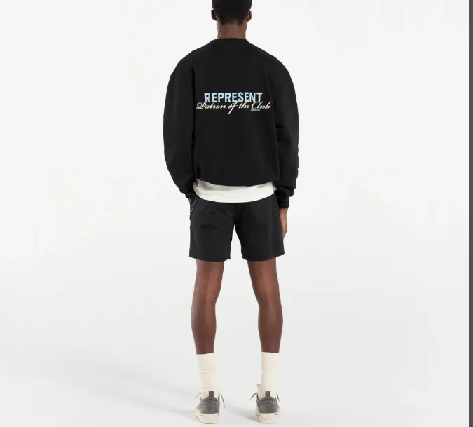 REPRESENT 22 Autumn Winter Slogan Logo Printed Round Neck Hoodie Black Rice Apricot S-XL Size