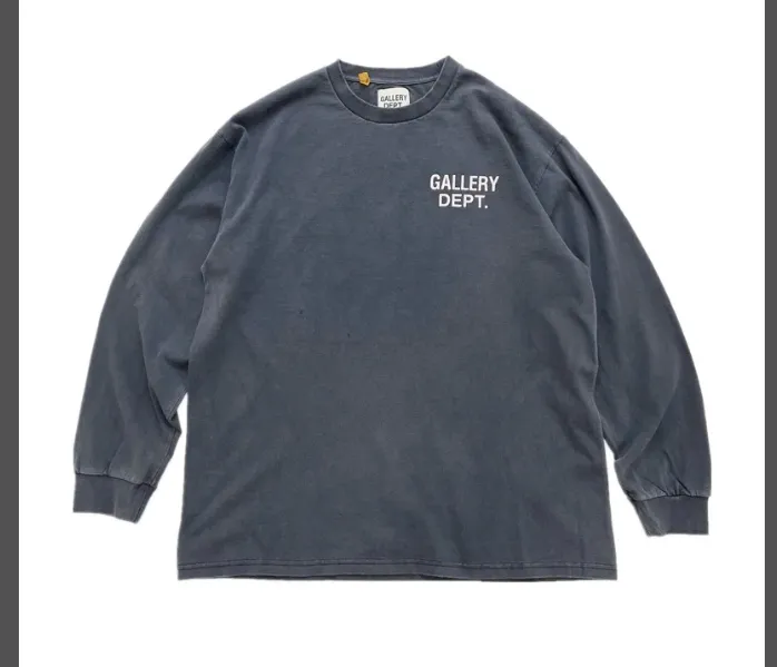 Gallery Depot. Letter printed long sleeved T-shirt gray blue white S-XL