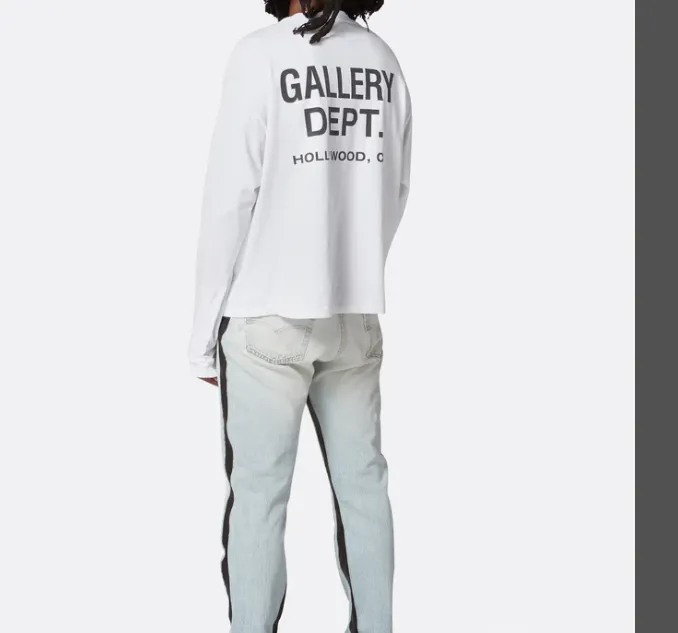 Gallery Depot. Letter printed long sleeved T-shirt gray blue white S-XL