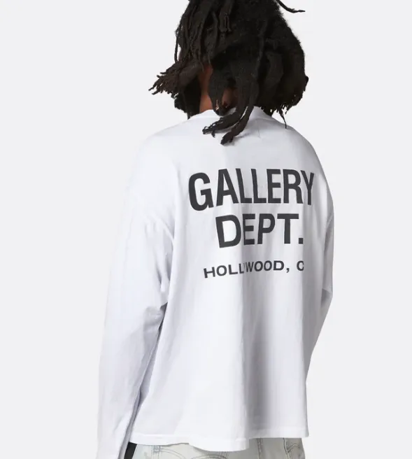 Gallery Depot. Letter printed long sleeved T-shirt gray blue white S-XL