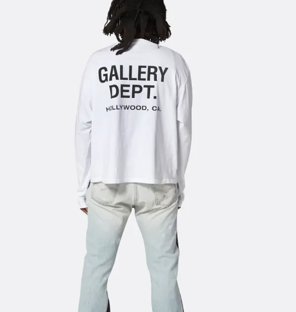 Gallery Depot. Letter printed long sleeved T-shirt gray blue white S-XL