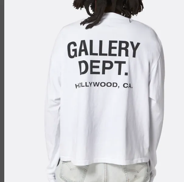 Gallery Depot. Letter printed long sleeved T-shirt gray blue white S-XL