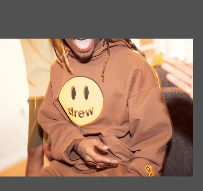 dream house SS22 new color Mascot Hoodie smiley face print with broken splicing and plush hooded sweatshirt coffee brown S M L XL