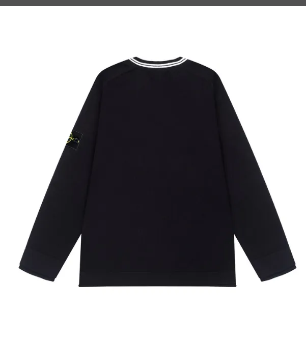 Stone Island Cashmere Shoulder Insert Round Neck Knitted Sweater Color Black Rice White Dark Grey Size M L XL XXL P90