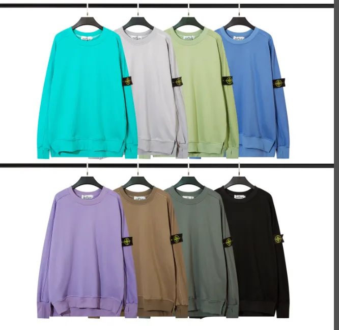 Stone Island (320g pure cotton hoodie) Stone Island functional cuffs loose round neck pullover loop hoodie black light gray dark gray coffee light green lake blue purple M L XL XXL