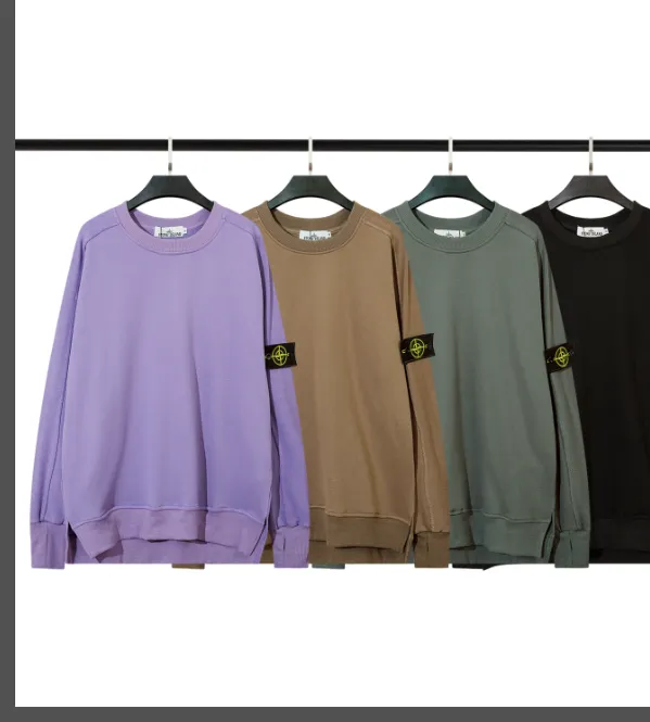 Stone Island (320g pure cotton hoodie) Stone Island functional cuffs loose round neck pullover loop hoodie black light gray dark gray coffee light green lake blue purple M L XL XXL