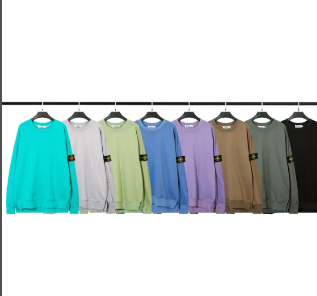 Stone Island (320g pure cotton hoodie) Stone Island functional cuffs loose round neck pullover loop hoodie black light gray dark gray coffee light green lake blue purple M L XL XXL