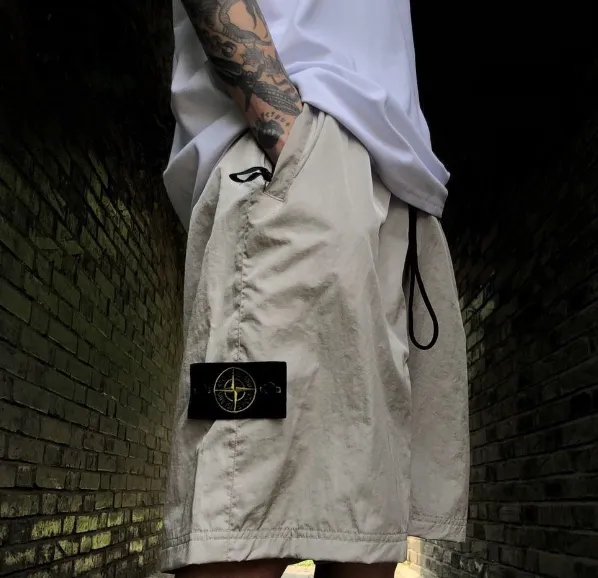 Stone Island 22 Summer Edition Lightweight Metal Folded Nylon Side Compass Embroidered Shorts Color Carbon Black Silver White Mint Green Size: M-XXL