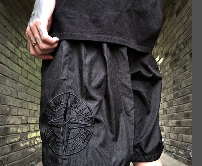 Stone Island 22 Summer Edition Lightweight Metal Folded Nylon Side Compass Embroidered Shorts Color Carbon Black Silver White Mint Green Size: M-XXL