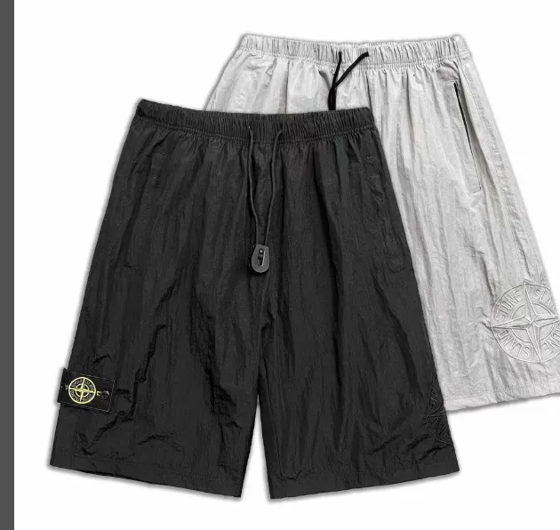 Stone Island 22 Summer Edition Lightweight Metal Folded Nylon Side Compass Embroidered Shorts Color Carbon Black Silver White Mint Green Size: M-XXL