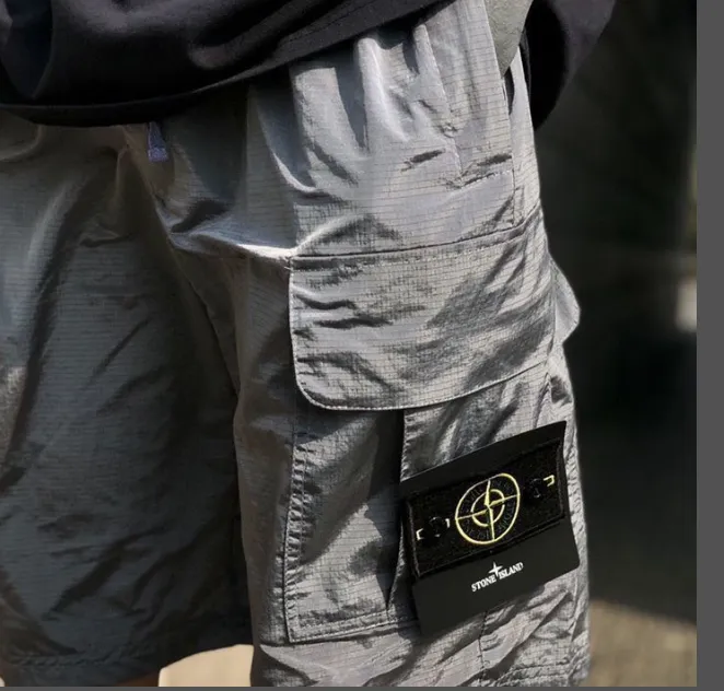 159 Stone Island Classic Ultra Waterproof Nylon Work Shorts, Color: Dark silver grey. size: M-XXL