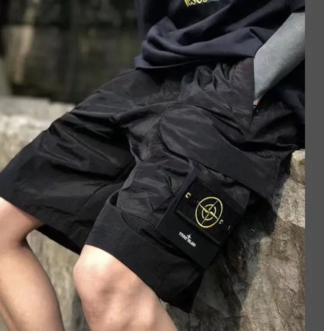 159 Stone Island Classic Ultra Waterproof Nylon Work Shorts, Color: Dark silver grey. size: M-XXL