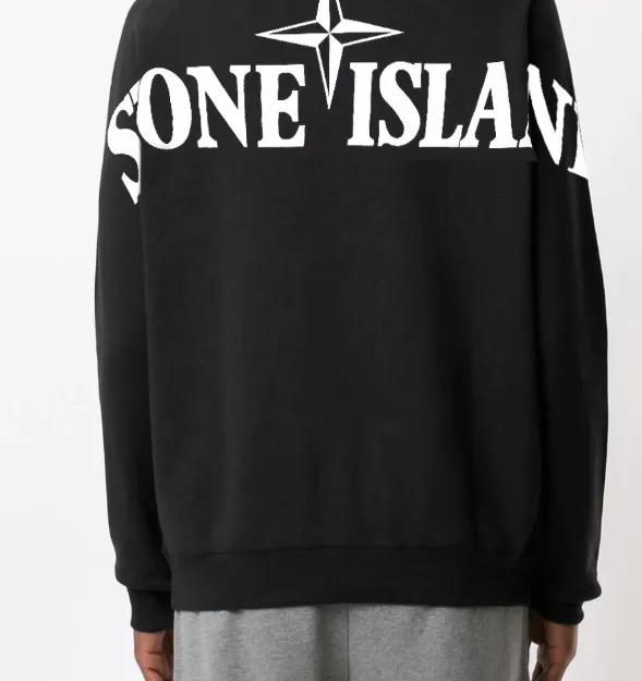 Stone Island (320g pure cotton hoodie) Stone Island autumn and winter new collection, classic logo printed on the back, bat sleeves, loose fit, men's and women's round neck pullover hoodie, black gray, M L XL XXL