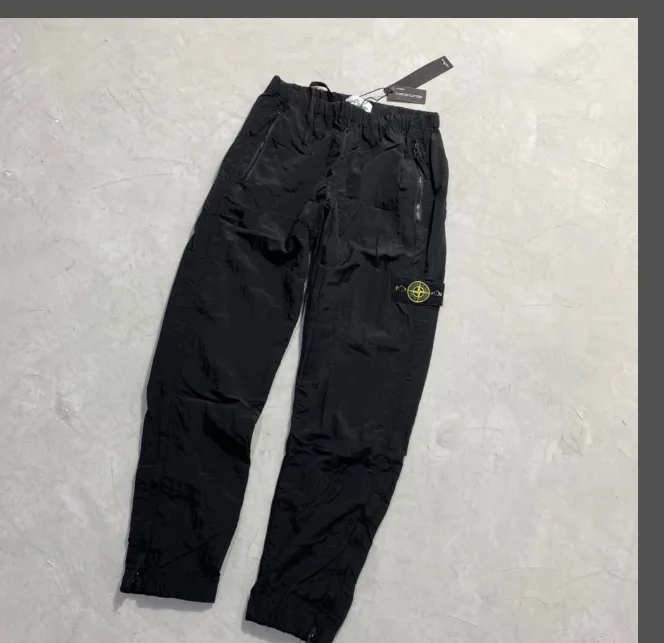 StoneIsland Functional Metal Nylon Pocket Embroidered Badge Casual Pants Thin Reflective Pants, Color Black Silver Size: M-XXL