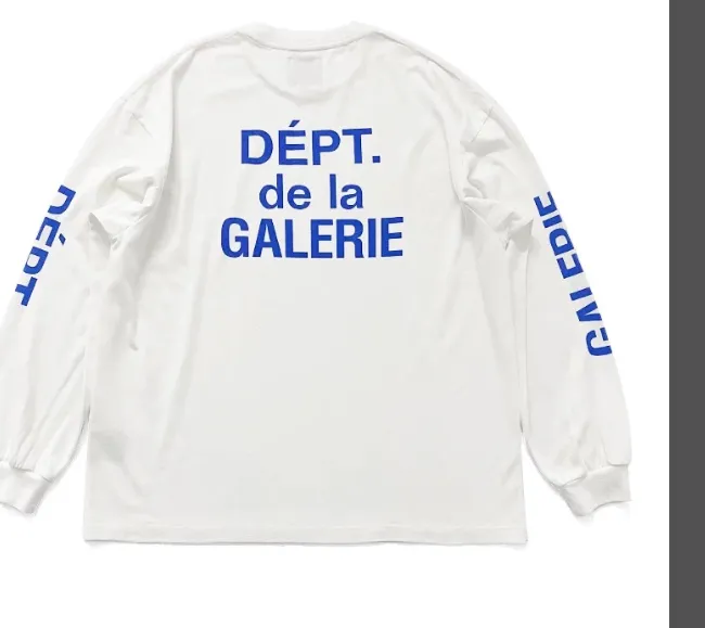 Gallery French Collector LOGO letter printed long sleeved T-shirt white gray S-XL