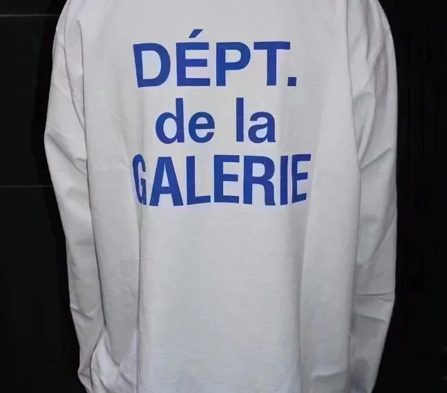 Gallery French Collector LOGO letter printed long sleeved T-shirt white gray S-XL