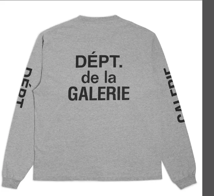 Gallery French Collector LOGO letter printed long sleeved T-shirt white gray S-XL