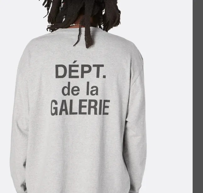 Gallery French Collector LOGO letter printed long sleeved T-shirt white gray S-XL